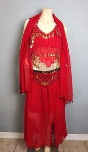 Belly dancing costume fits from 0-14 red